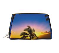OGNOT Bonita bolsa de aseo de llama, organizador de viaje para hombres y mujeres, bolsa de maquillaje de cuero ligero, bolsa de cosméticos grande, Playa de Hawái, Talla única