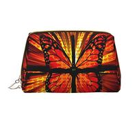 OGNOT Bonita bolsa de aseo de llama, organizador de viaje para hombres y mujeres, bolsa de maquillaje de cuero ligero, bolsa de cosméticos grande, Mariposa anaranjada, Talla única