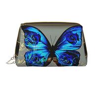 OGNOT Bonita bolsa de aseo de llama, organizador de viaje para hombres y mujeres, bolsa de maquillaje de cuero ligero, bolsa de cosméticos grande, Mariposa azul, Talla única