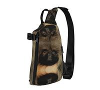 OGNOT Bonita mochila cruzada con estampado pekinés, bolsa de hombro para hombres y mujeres, para caminar al aire libre, viajes, Negro -, Talla única