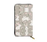 OGNOT Bug Wreath - Cartera de cuero de gran capacidad para mujer, tarjetero, cartera de cuero para hombres y mujeres, Conejo de Pascua floral., Talla única, Classic