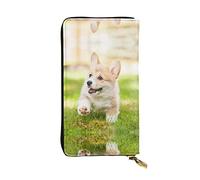 OGNOT Bug Wreath - Cartera de cuero de gran capacidad para mujer, tarjetero, cartera de cuero para hombres y mujeres, Cachorro Corgi, Talla única, Classic