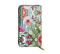 OGNOT Bug Wreath - Cartera de cuero de gran capacidad para mujer, tarjetero, cartera de cuero para hombres y mujeres, Cactus Suculent Rose, Talla única, Classic
