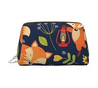 OGNOT Cafe Terrace At Night Neceser Organizador de viaje para hombres y mujeres, Bolsa de maquillaje de cuero ligero pequeña bolsa de cosméticos, Linda flor de zorro., Talla única