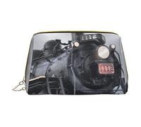 OGNOT Cafe Terrace At Night Neceser Organizador de viaje para hombres y mujeres, Bolsa de maquillaje de cuero ligero pequeña bolsa de cosméticos, Nubes de tren de vapor, Talla única