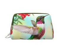 OGNOT Cafe Terrace At Night Neceser Organizador de viaje para hombres y mujeres, Bolsa de maquillaje de cuero ligero pequeña bolsa de cosméticos, Colibríes Flor Roja Hibiscus, Talla única