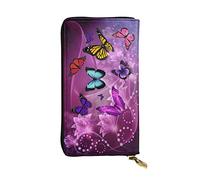 OGNOT Cartera de cuero de gran capacidad con diseño de caracol para mujer, tarjetero de cuero para hombres y mujeres, Púrpura (Purple Butterflies), Talla única, Classic