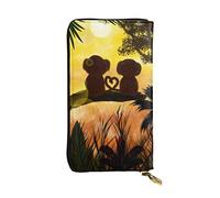 OGNOT Cartera de cuero de gran capacidad con diseño de caracol para mujer, tarjetero de cuero para hombres y mujeres, Lindo mono pareja, Talla única, Classic