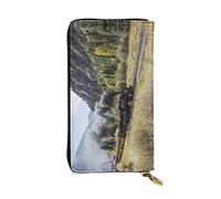 OGNOT Cartera de cuero de gran capacidad con diseño de elefantes salvajes africanos de gran capacidad para señoras, tarjetero para hombres y mujeres, Tren de locomotora de vapor, Talla única, Classic
