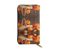 OGNOT Cartera de cuero de gran capacidad con diseño de elefantes salvajes africanos de gran capacidad para señoras, tarjetero para hombres y mujeres, Calabaza de otoño, Talla única, Classic