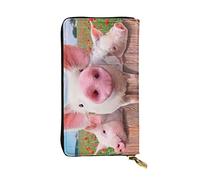 OGNOT Cartera de cuero de gran capacidad con diseño de mariposa de gatito para mujer, tarjetero, cartera de cuero para hombres y mujeres, Divertido y lindo cerdo, Talla única, Classic