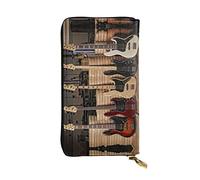 OGNOT Cartera de cuero de gran capacidad con diseño de mariposa de gatito para mujer, tarjetero para hombres y mujeres, Instrumentos musicales de guitarra bajo, Talla única, Clásico
