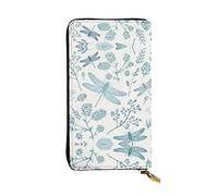 OGNOT Cartera de cuero de gran capacidad con flores tropicales y piedra zen, cartera de mano para mujer, Libélula, Talla única, Classic