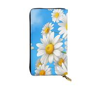 OGNOT Cartera de cuero de gran capacidad con flores tropicales y piedra zen, cartera de mano para mujer, Flores de margarita de primavera, Talla única, Classic