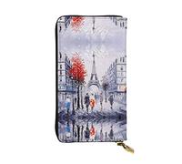 OGNOT Cartera de cuero de gran capacidad con patrón de leopardo para mujer, tarjetero de cuero para hombres y mujeres, Arte de la Torre Eiffel de París, Talla única, Classic