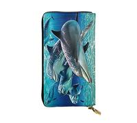 OGNOT Cartera de cuero de gran capacidad con patrón de leopardo para mujer, tarjetero de cuero para hombres y mujeres, Dolphins, Talla única, Classic