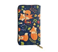 OGNOT Cartera de cuero de gran capacidad con patrón de leopardo para mujer, tarjetero de cuero para hombres y mujeres, Linda flor de zorro., Talla única, Classic