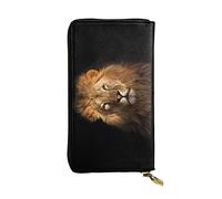OGNOT Cartera de cuero de gran capacidad con patrón de leopardo para mujer, tarjetero de cuero para hombres y mujeres, León animal africano, Talla única, Classic