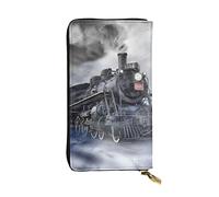 OGNOT Cartera de cuero de gran capacidad con patrón de leopardo para mujer, tarjetero de cuero para hombres y mujeres, Nubes de tren de vapor, Talla única, Classic