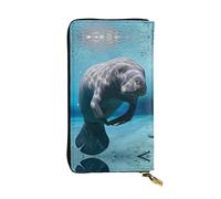 OGNOT Cartera de cuero de gran capacidad para mujer con diseño de gatos y perros, Lindo manatí de animales marinos, Talla única, Classic
