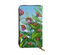 OGNOT Cartera de cuero de gran capacidad Pekinés, tarjetero para mujer, cartera de cuero para hombres y mujeres, Mariquita, Talla única, Classic