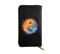 OGNOT Cute Pig Cartera de cuero de gran capacidad para señoras, tarjetero, cartera de cuero para hombres y mujeres, Agua de fuego Yin Yang, Talla única, Classic