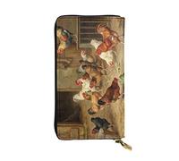 OGNOT Cute Pig Cartera de cuero de gran capacidad para señoras, tarjetero, cartera de cuero para hombres y mujeres, Granja de pollo asado, Talla única, Classic