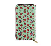 OGNOT Cute Pig Cartera de cuero de gran capacidad para señoras, tarjetero, cartera de cuero para hombres y mujeres, Mariquitas rojas sobre fondo azul, Talla única, Classic