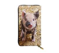 OGNOT Cute Pig Cartera de cuero de gran capacidad para señoras, tarjetero, cartera de cuero para hombres y mujeres, Lindo cerdo, Talla única, Classic