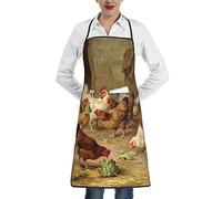 OGNOT Cute Pig - Delantales de cocina para mujeres y hombres, babero con bolsillos, para cocina, barbacoa, hornear, dibujo, limpieza del hogar, Granja de gallina de pollo asado, talla nica