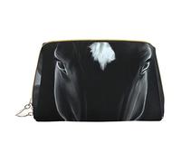 OGNOT Cute Pig - Neceser de viaje para hombres y mujeres, bolsa de maquillaje de cuero ligero pequeña bolsa de cosméticos, negro (black horse), Talla única