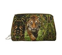 OGNOT Cute Pig - Neceser de viaje para hombres y mujeres, bolsa de maquillaje de cuero ligero pequeña bolsa de cosméticos, Tigre en la selva, Talla única