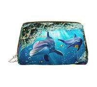 OGNOT Cute Pig - Neceser de viaje para hombres y mujeres, bolsa de maquillaje de cuero ligero pequeña bolsa de cosméticos, Peces de delfín submarino océano, Talla única
