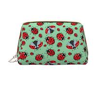 OGNOT Cute Pig - Neceser de viaje para hombres y mujeres, bolsa de maquillaje de cuero ligero pequeña bolsa de cosméticos, Mariquitas rojas sobre fondo azul, Talla única
