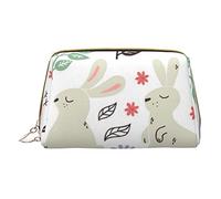 OGNOT Cute Pig - Neceser de viaje para hombres y mujeres, bolsa de maquillaje de cuero ligero pequeña bolsa de cosméticos, Flores Conejitos Aves, Talla única