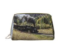 OGNOT Deer Wildlife Art - Neceser organizador de viaje para hombres y mujeres, bolsa de maquillaje de cuero ligero pequeña bolsa de cosméticos, Tren de locomotora de vapor, Talla única