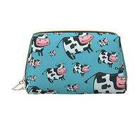 OGNOT Deer Wildlife Art - Neceser organizador de viaje para hombres y mujeres, bolsa de maquillaje de cuero ligero pequeña bolsa de cosméticos, Vaca, Talla única