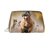 OGNOT Deer Wildlife Art - Neceser organizador de viaje para hombres y mujeres, bolsa de maquillaje de cuero ligero pequeña bolsa de cosméticos, HORSES, Talla única