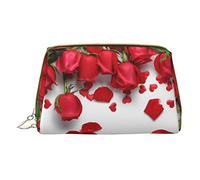 OGNOT Deer Wildlife Art - Neceser organizador de viaje para hombres y mujeres, bolsa de maquillaje de cuero ligero pequeña bolsa de cosméticos, Pétalos de rosa roja., Talla única
