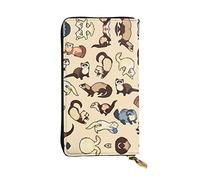 OGNOT Divertida cartera de cuero de gran capacidad con diseño de bulldog inglés para mujer, tarjetero de cuero para hombres y mujeres, Hurón peludo, Talla única, Classic