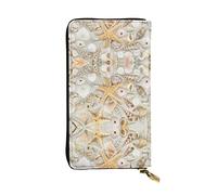 OGNOT Divertida cartera de cuero de gran capacidad con diseño de bulldog inglés para mujer, tarjetero de cuero para hombres y mujeres, Playa de arena concha marina, Talla única, Classic