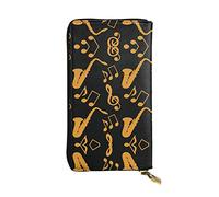 OGNOT Divertida cartera de cuero de gran capacidad con diseño de bulldog inglés para mujer, tarjetero de cuero para hombres y mujeres, Notas musicales., Talla única, Classic