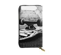 OGNOT Divertida cartera de cuero de gran capacidad con diseño de bulldog inglés para mujer, tarjetero de cuero para hombres y mujeres, Tabla de skate, Talla única, Classic