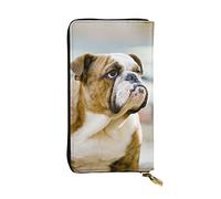OGNOT Divertida cartera de cuero de gran capacidad con diseño de bulldog inglés para mujer, tarjetero de cuero para hombres y mujeres, Bulldog Inglés Divertido, Talla única, Classic