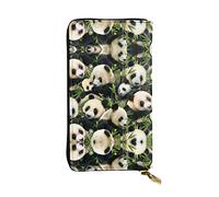 OGNOT Divertida cartera de cuero de gran capacidad con diseño de bulldog inglés para mujer, tarjetero de cuero para hombres y mujeres, Cute Panda, Talla única, Classic
