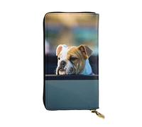 OGNOT Divertida cartera de cuero de gran capacidad con diseño de bulldog inglés para mujer, tarjetero de cuero para hombres y mujeres, Cute Bulldog, Talla única, Classic
