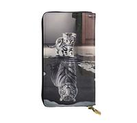 OGNOT Divertida cartera de cuero de gran capacidad con diseño de granos de café tostados para señoras, cartera de cuero para hombres y mujeres, Imágenes de gato Big Tiger, Talla única, Classic
