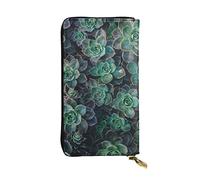 OGNOT Divertida cartera de cuero de gran capacidad con diseño de granos de café tostados para señoras, cartera de cuero para hombres y mujeres, Suculento verde, Talla única, Classic