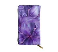 OGNOT Divertida cartera de cuero de gran capacidad con diseño de granos de café tostados para señoras, cartera de cuero para hombres y mujeres, Flores de lirio púrpura, Talla única, Classic