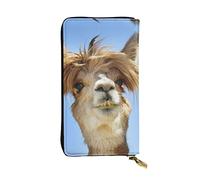 OGNOT Divertida cartera de cuero de gran capacidad con diseño de granos de café tostados para señoras, cartera de cuero para hombres y mujeres, Llama de alpaca divertida, Talla única, Classic